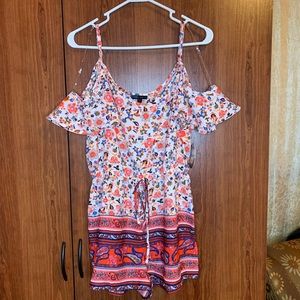 BeBop Floral & Paisley Print Cold Shoulder Romper